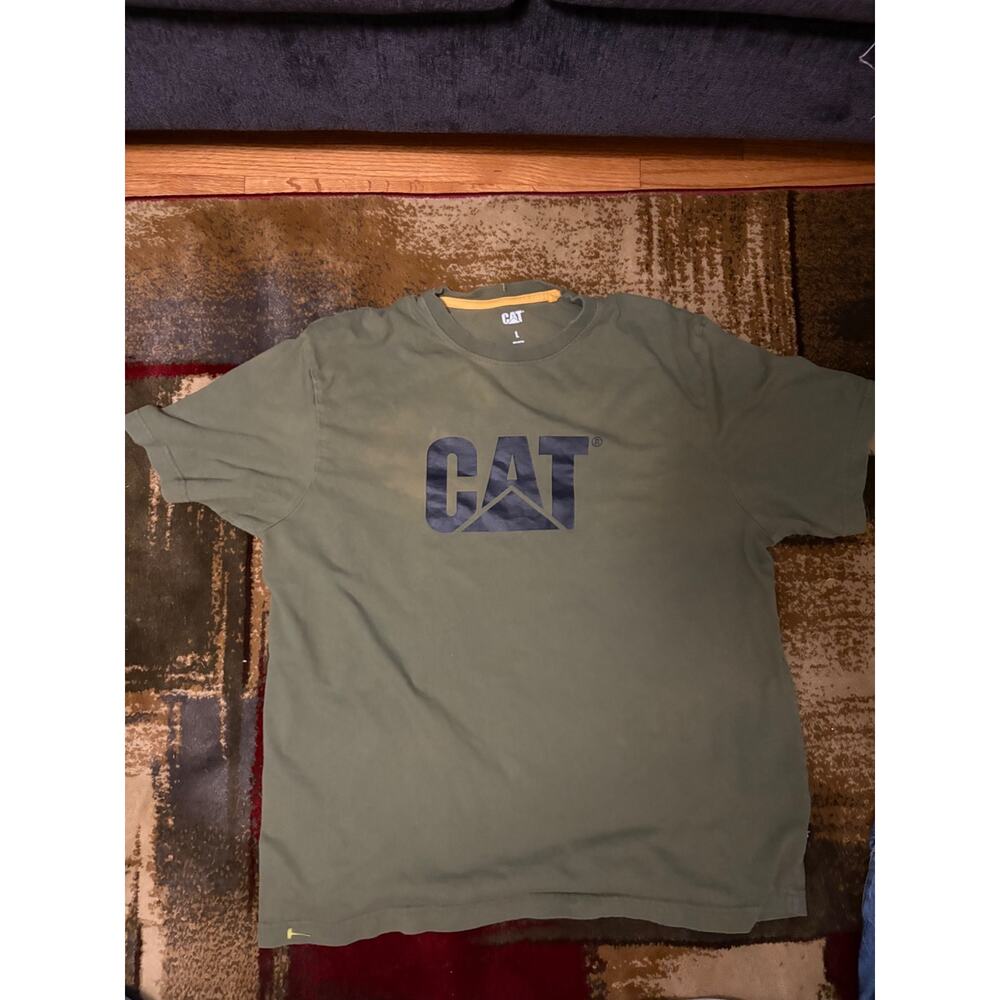 CAT Heavyweight Olive Green Logo T-Shirt – Size L